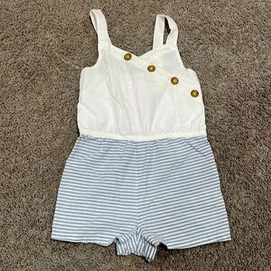 Stylish White and Blue Striped Kids Romper size 4
